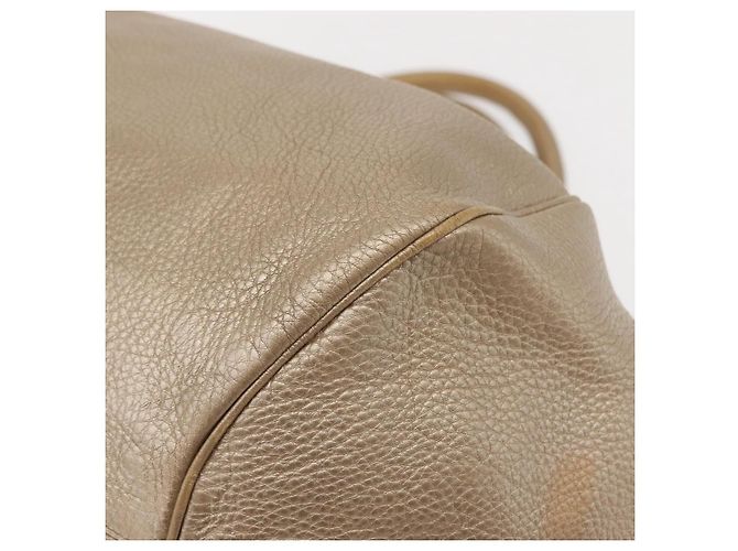 Borsa Tote Gancini Marissa in pelle beige e argento di Salvatore Ferragamo Auth bs30081 - vista 17