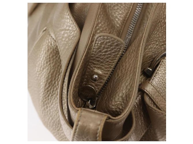 Borsa Tote Gancini Marissa in pelle beige e argento di Salvatore Ferragamo Auth bs30081 - vista 19