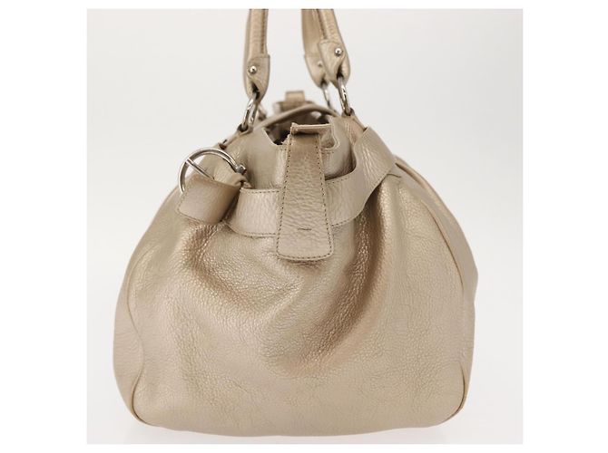 Borsa Tote Gancini Marissa in pelle beige e argento di Salvatore Ferragamo Auth bs30081 - vista 3