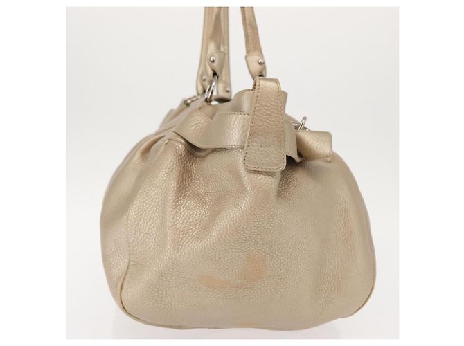 Borsa Tote Gancini Marissa in pelle beige e argento di Salvatore Ferragamo Auth bs30081 - vista 4