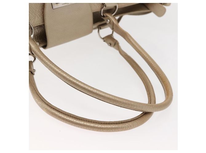 Borsa Tote Gancini Marissa in pelle beige e argento di Salvatore Ferragamo Auth bs30081 - vista 8