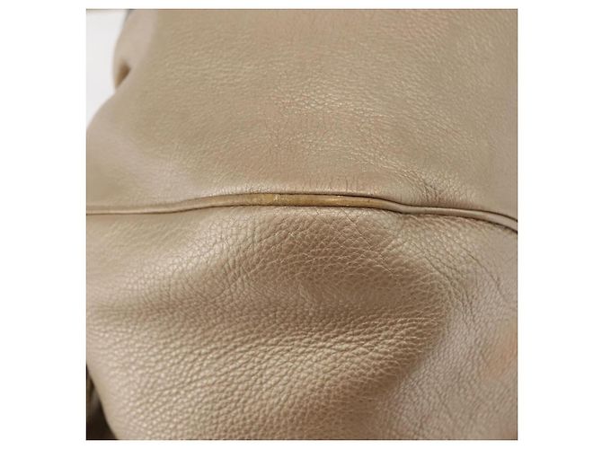 Borsa Tote Gancini Marissa in pelle beige e argento di Salvatore Ferragamo Auth bs30081 - vista 9
