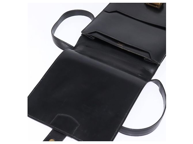 Hermès HERMES Adepeche Schultertasche Leder Schwarz Gold Auth bs30251 Golden - Ansicht 10