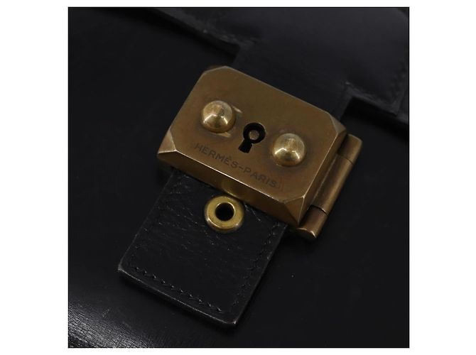 Hermès HERMES Adepeche Schultertasche Leder Schwarz Gold Auth bs30251 Golden - Ansicht 19