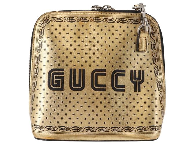 Borsa in pelle con stampa GUCCY GUCCIxSEGA oro argento 511189 Auth bs30126 D'oro - vista 13