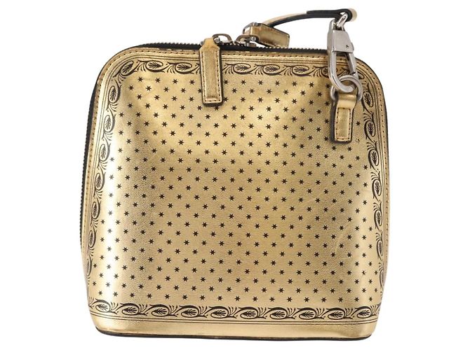 Borsa in pelle con stampa GUCCY GUCCIxSEGA oro argento 511189 Auth bs30126 D'oro - vista 2