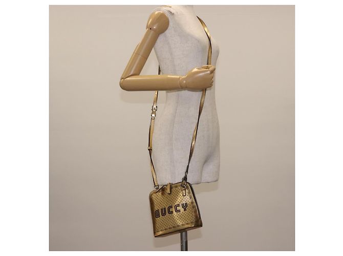 Borsa in pelle con stampa GUCCY GUCCIxSEGA oro argento 511189 Auth bs30126 D'oro - vista 21