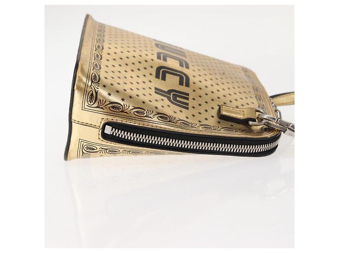 Borsa in pelle con stampa GUCCY GUCCIxSEGA oro argento 511189 Auth bs30126 D'oro - vista 3