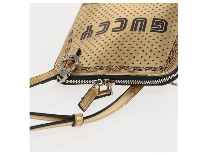 Borsa in pelle con stampa GUCCY GUCCIxSEGA oro argento 511189 Auth bs30126 D'oro - vista 6
