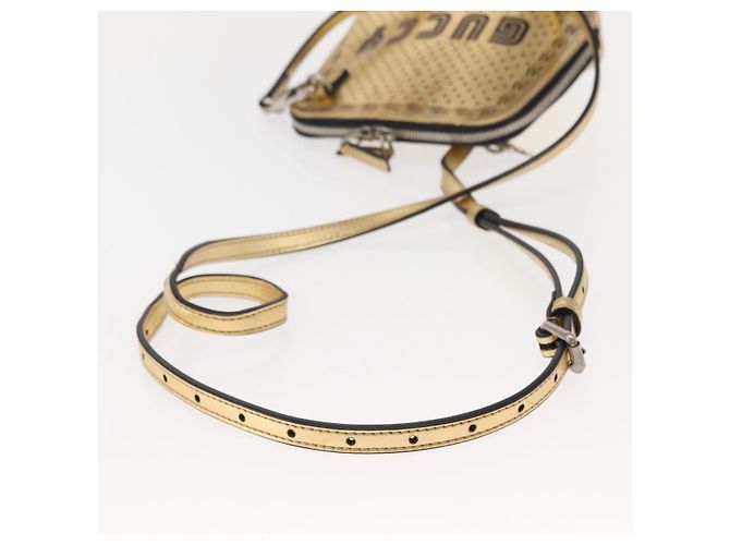 Borsa in pelle con stampa GUCCY GUCCIxSEGA oro argento 511189 Auth bs30126 D'oro - vista 7
