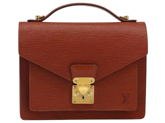 LOUIS VUITTON Borsa a Mano Epi Monceau 28 Marrone M52123 LV Auth ep11246 - vista 13