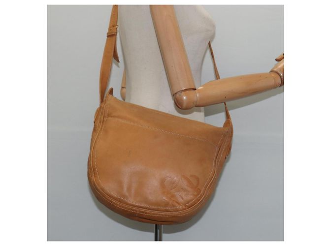 LOEWE Borsa a Spalla Anagram Pelle Marrone Oro Auth bs30276 D'oro - vista 19