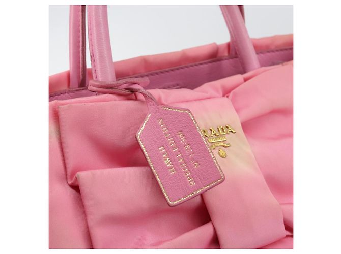 PRADA Borsa a mano in nylon rosa oro Auth 146881 D'oro - vista 10