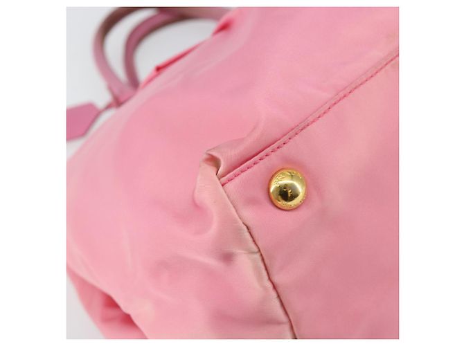 PRADA Borsa a mano in nylon rosa oro Auth 146881 D'oro - vista 14
