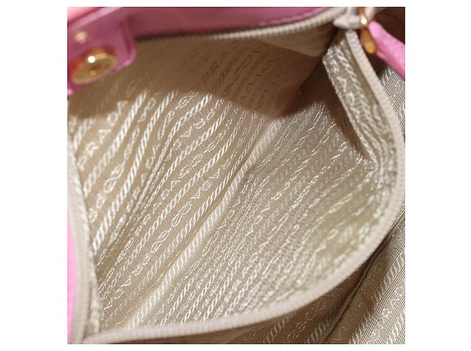 PRADA Borsa a mano in nylon rosa oro Auth 146881 D'oro - vista 21