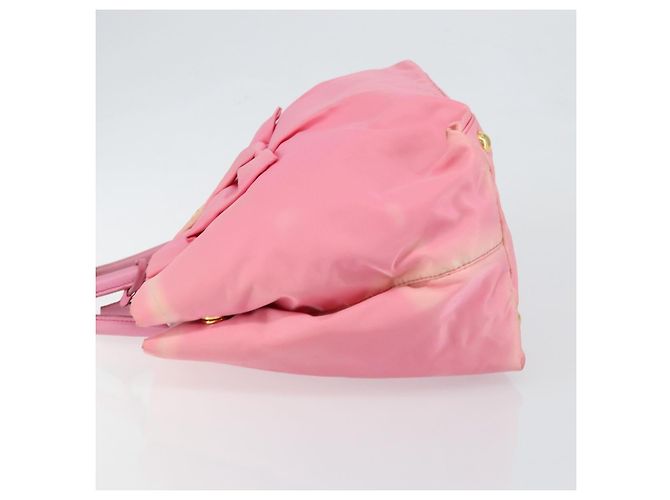 PRADA Borsa a mano in nylon rosa oro Auth 146881 D'oro - vista 4