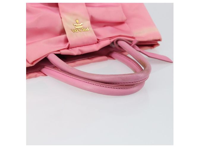 PRADA Borsa a mano in nylon rosa oro Auth 146881 D'oro - vista 7