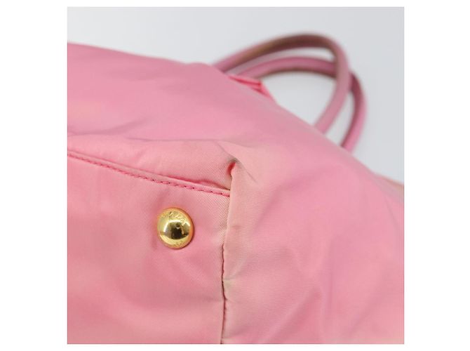 PRADA Borsa a mano in nylon rosa oro Auth 146881 D'oro - vista 9
