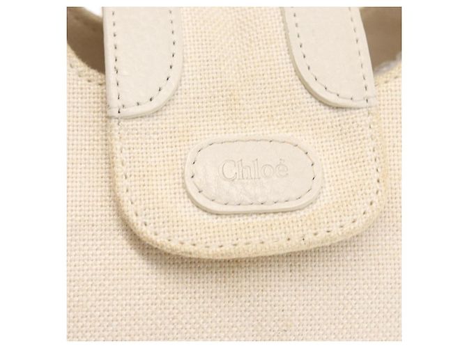 Chloé Borsa a Mano Chloe in Tela e Pelle Bianca Auth mr1648 Bianco - vista 10