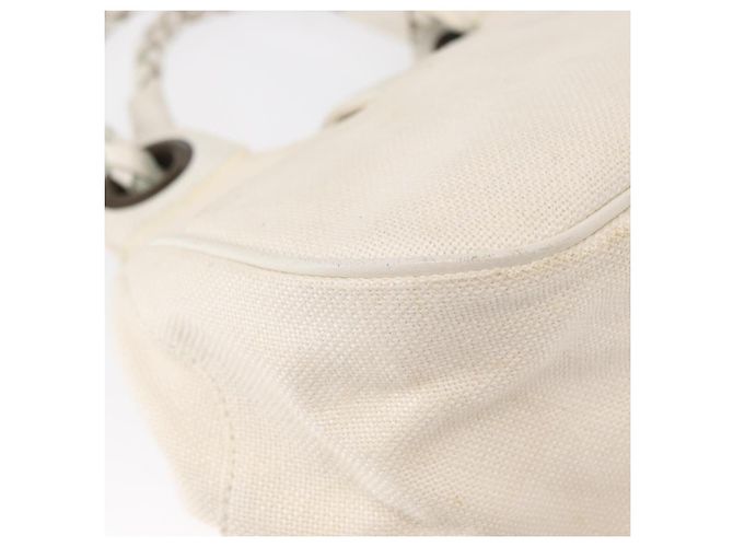Chloé Borsa a Mano Chloe in Tela e Pelle Bianca Auth mr1648 Bianco - vista 15