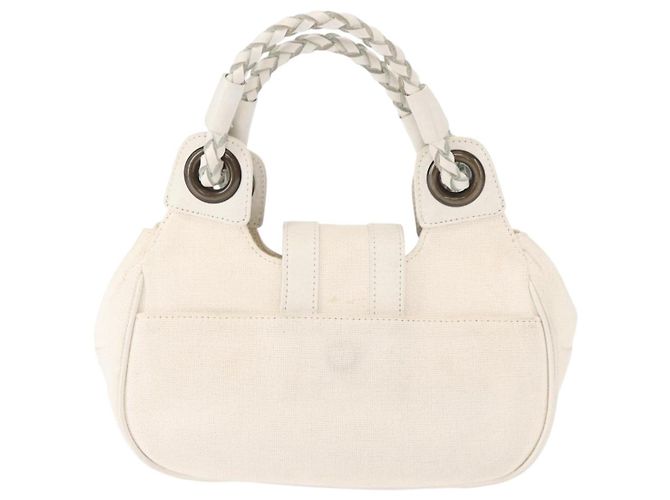 Chloé Borsa a Mano Chloe in Tela e Pelle Bianca Auth mr1648 Bianco - vista 2