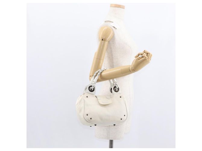 Chloé Borsa a Mano Chloe in Tela e Pelle Bianca Auth mr1648 Bianco - vista 21