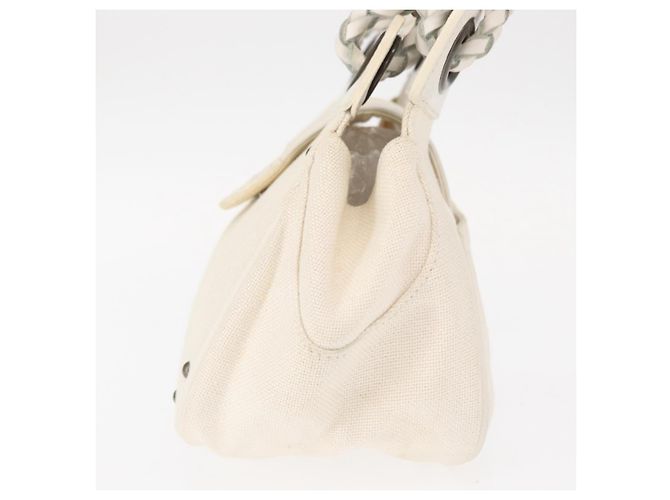 Chloé Borsa a Mano Chloe in Tela e Pelle Bianca Auth mr1648 Bianco - vista 3