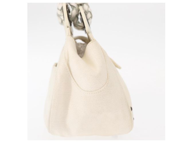 Chloé Borsa a Mano Chloe in Tela e Pelle Bianca Auth mr1648 Bianco - vista 4