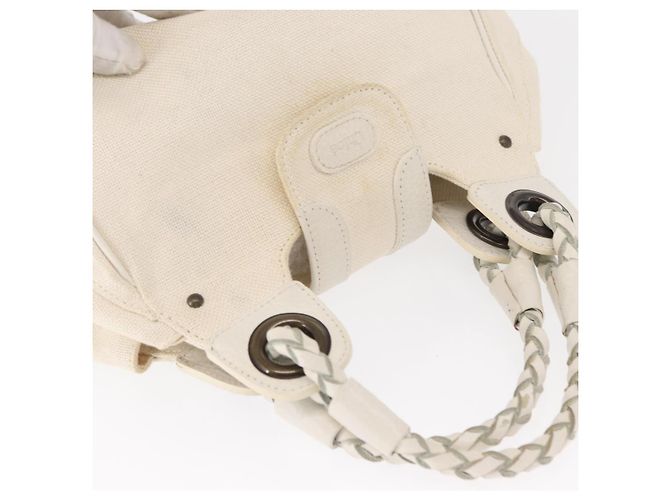 Chloé Borsa a Mano Chloe in Tela e Pelle Bianca Auth mr1648 Bianco - vista 6