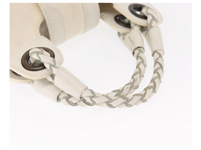 Chloé Borsa a Mano Chloe in Tela e Pelle Bianca Auth mr1648 Bianco - vista 7