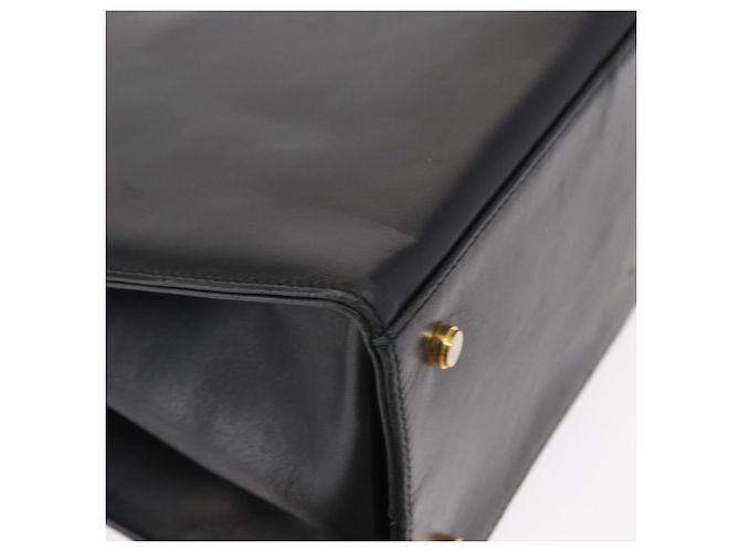 Borsa a Spalla Gancini in Pelle Nera e Oro Auth 157016 di Salvatore Ferragamo Nero D'oro - vista 10