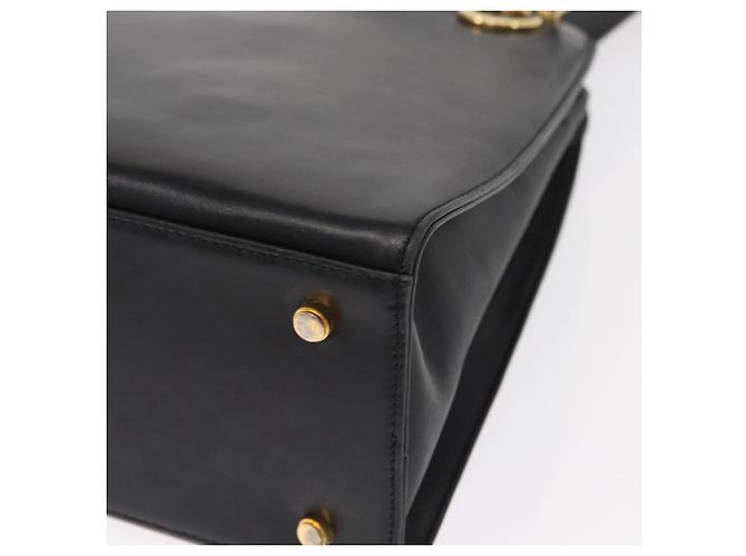 Borsa a Spalla Gancini in Pelle Nera e Oro Auth 157016 di Salvatore Ferragamo Nero D'oro - vista 11