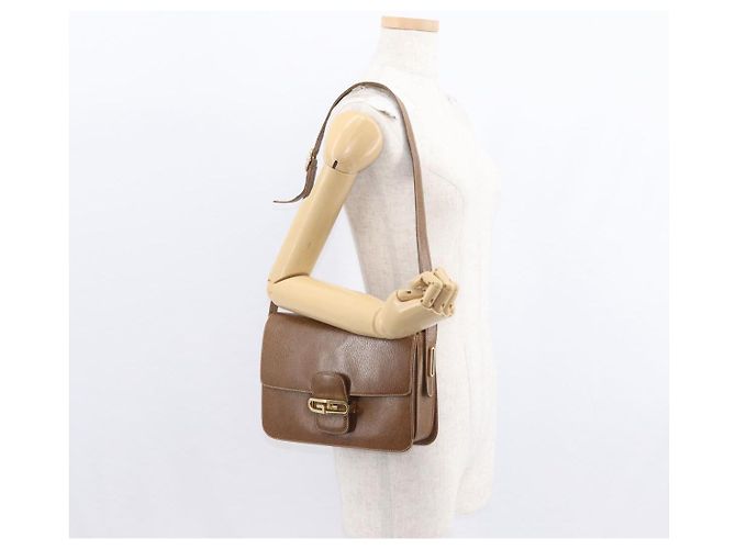 Gucci Borsa a Spalla in Pelle Marrone Oro Auth am9842 D'oro - vista 22