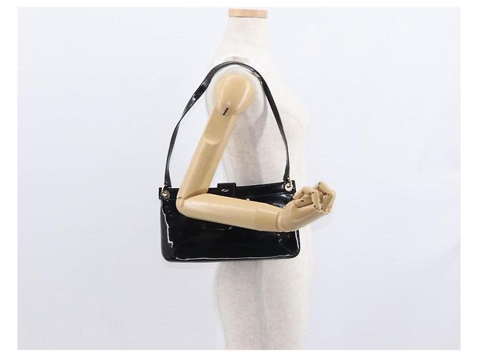 Borsa a Spalla Gancini Smalto Nero Oro Salvatore Ferragamo Auth bs31656 D'oro - vista 20