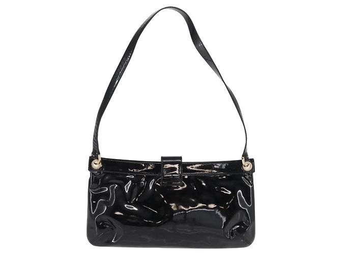 Borsa a Spalla Gancini Smalto Nero Oro Salvatore Ferragamo Auth bs31656 D'oro - vista 3