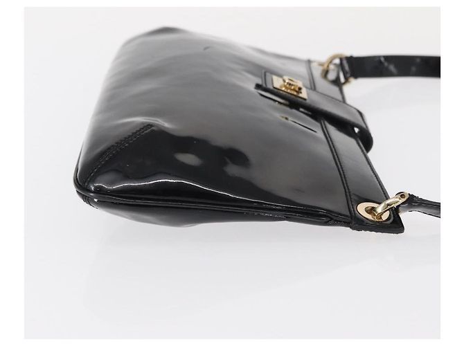 Borsa a Spalla Gancini Smalto Nero Oro Salvatore Ferragamo Auth bs31656 D'oro - vista 4