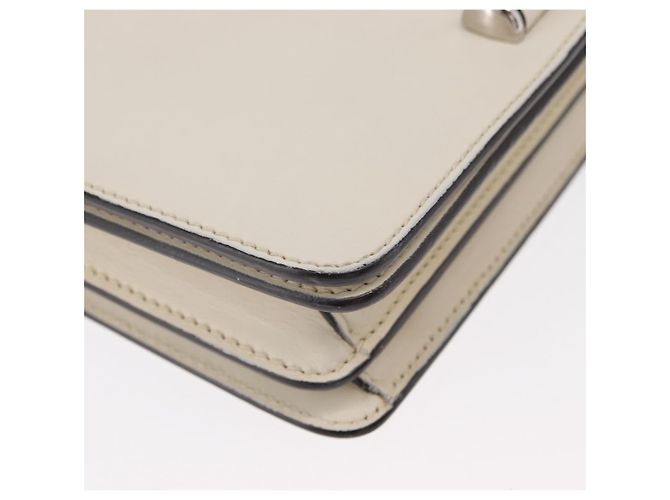 Borsa a Spalla in Pelle Gucci Bamboo Bianca Argento 370817 Auth 156171 Bianco - vista 10