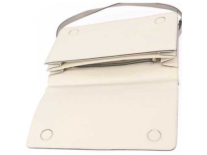 Borsa a Spalla in Pelle Gucci Bamboo Bianca Argento 370817 Auth 156171 Bianco - vista 15