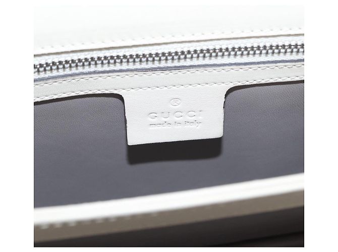 Borsa a Spalla in Pelle Gucci Bamboo Bianca Argento 370817 Auth 156171 Bianco - vista 16