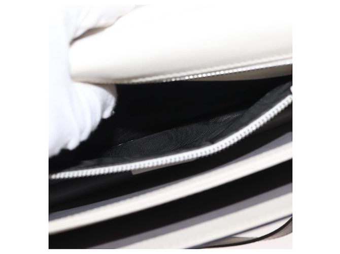 Borsa a Spalla in Pelle Gucci Bamboo Bianca Argento 370817 Auth 156171 Bianco - vista 21