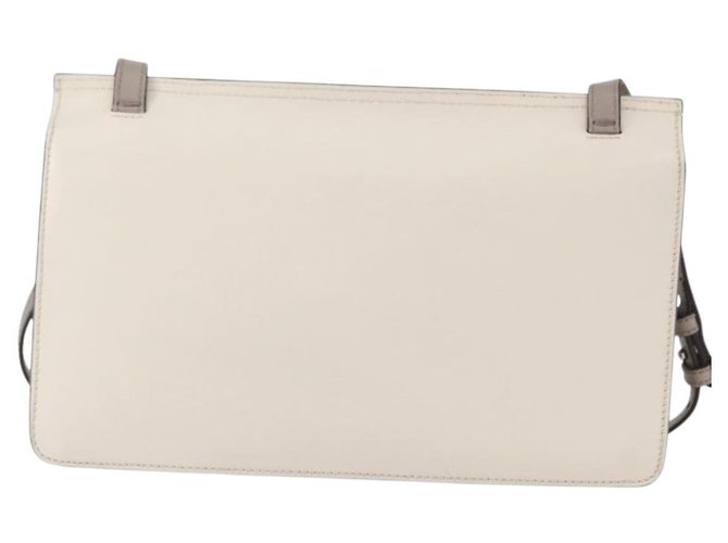 Borsa a Spalla in Pelle Gucci Bamboo Bianca Argento 370817 Auth 156171 Bianco - vista 3