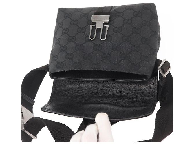Borsa a Vita GG Canvas Gucci Nera Argento 131236 Auth 151557 Nero - vista 10