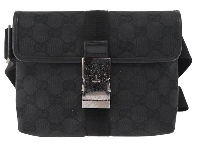 Borsa a Vita GG Canvas Gucci Nera Argento 131236 Auth 151557 Nero - vista 13