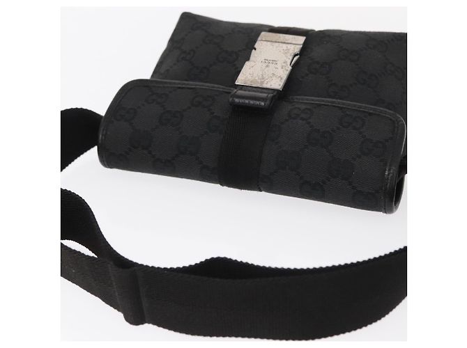 Borsa a Vita GG Canvas Gucci Nera Argento 131236 Auth 151557 Nero - vista 6