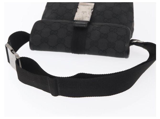 Borsa a Vita GG Canvas Gucci Nera Argento 131236 Auth 151557 Nero - vista 7