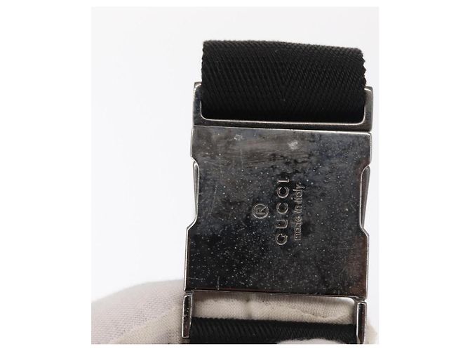 Borsa a Vita GG Canvas Gucci Nera Argento 131236 Auth 151557 Nero - vista 8