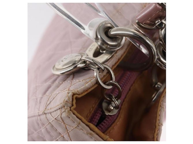 Borsa a mano Canage in nylon Christian Dior 2way Rosa Argento Auth bs31183 - vista 10