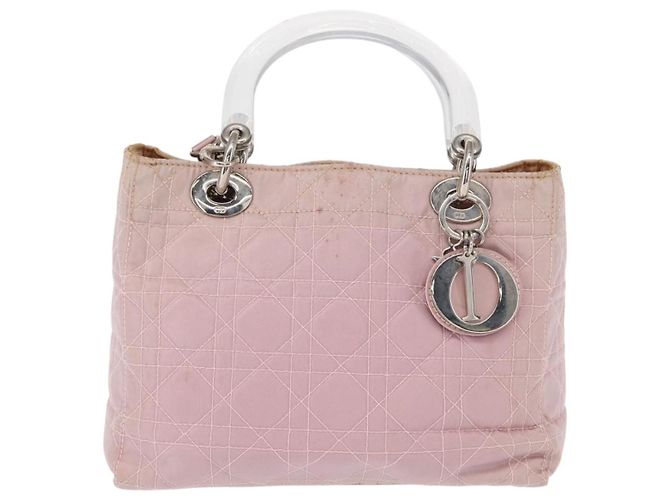 Borsa a mano Canage in nylon Christian Dior 2way Rosa Argento Auth bs31183 - vista 13