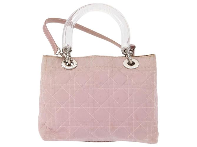 Borsa a mano Canage in nylon Christian Dior 2way Rosa Argento Auth bs31183 - vista 2