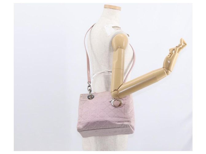 Borsa a mano Canage in nylon Christian Dior 2way Rosa Argento Auth bs31183 - vista 25